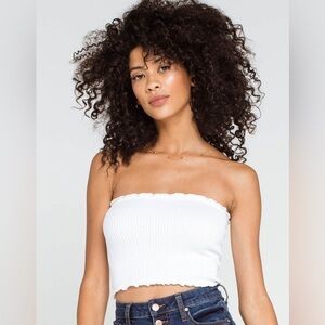 BOZZOLO tube top, Seamless Smocked Womens White Tube Top size S/M
